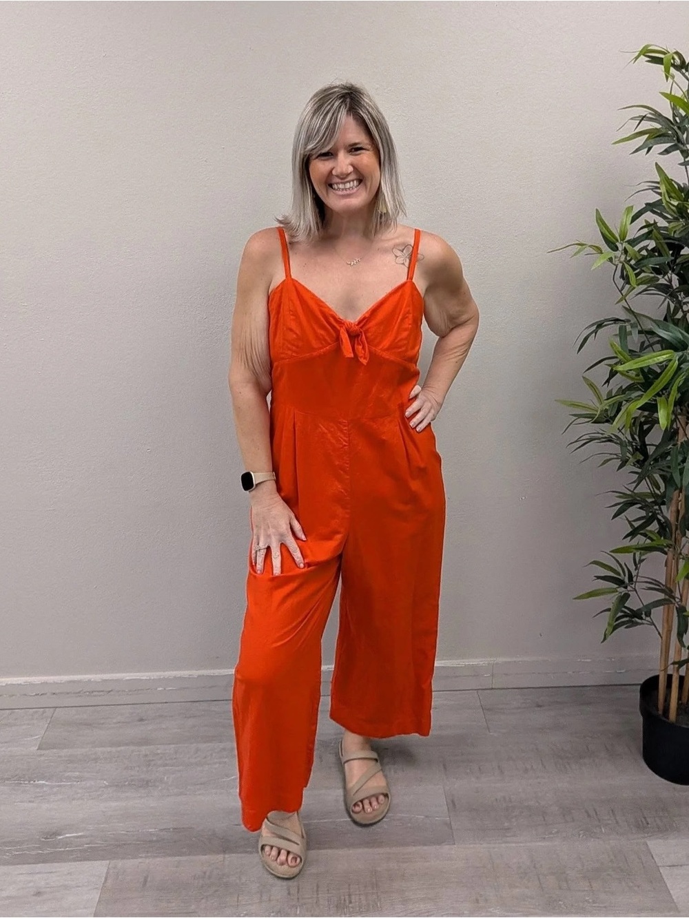 J. Crew Orange Tie-Front Wide Leg Sleeveless Jumpsuit - Size 14